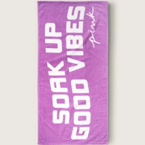 VICTORIA'S Secret PINK Good Vibes Beach Towel Rare HTF - Picture 1 of 4